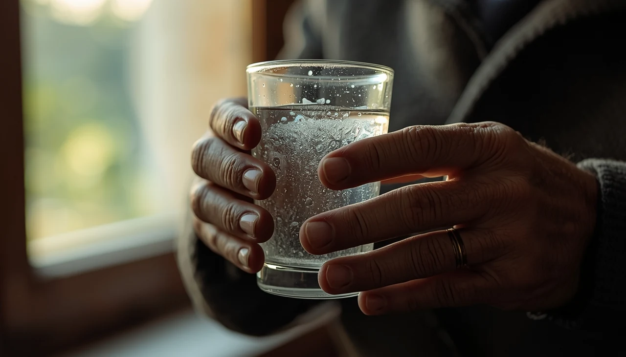 Čaša vode u rukama ukućanina kao ilustracija svakodnevne izloženosti nevidljivim hemijskim rizicima iz vode za piće.