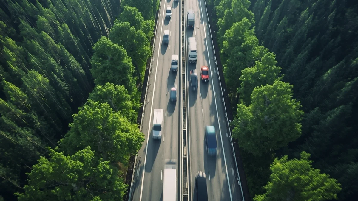 Autoput kroz šumu – ilustracija saobraćajne buke koja prodire u prirodna staništa.