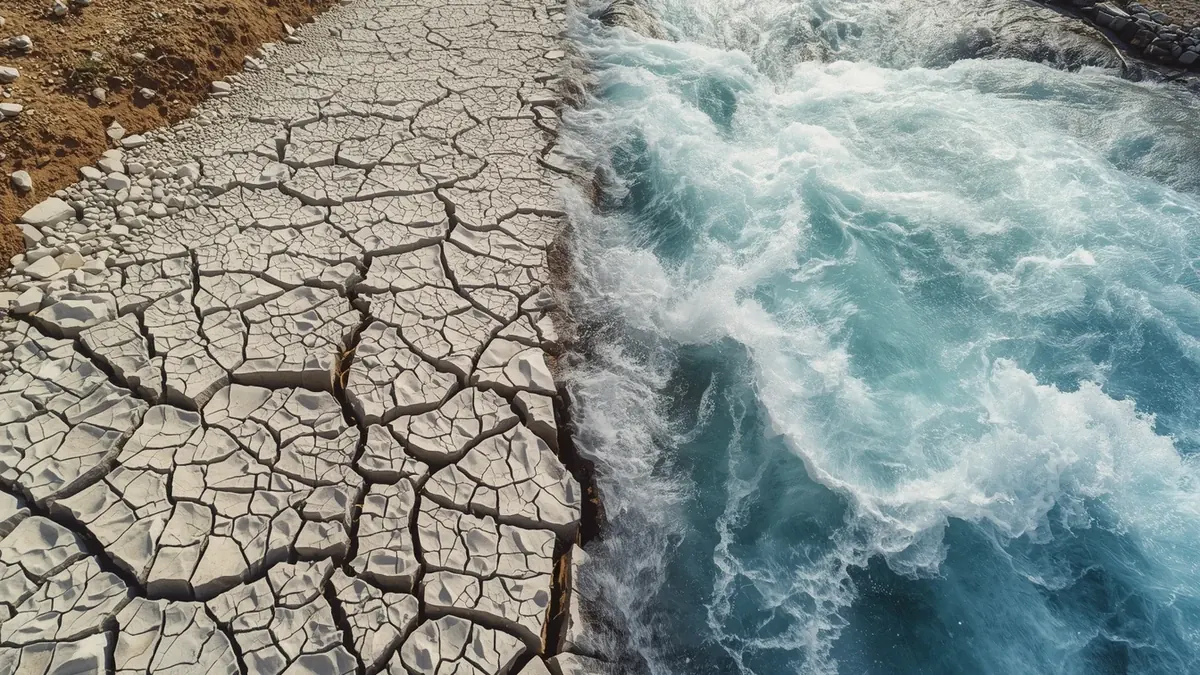 Digitalni model reljefa i snimak povremenog vodotoka kao ilustracija efemeralnih i intermitentnih tokova.