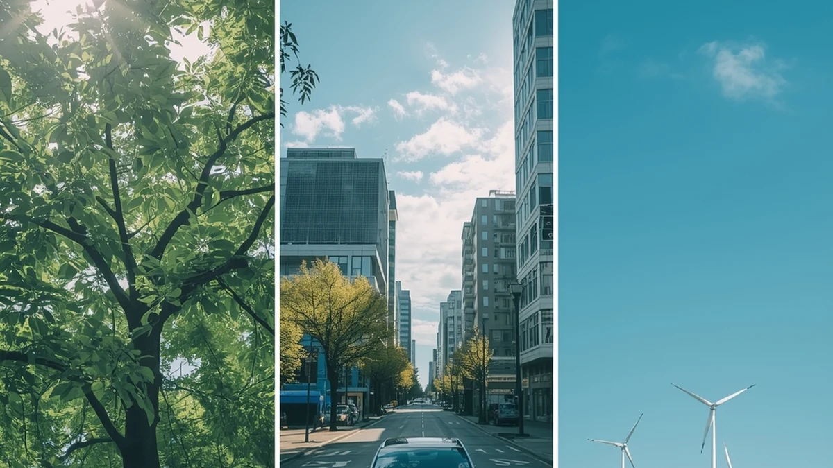 Industrijsko postrojenje sa visokim dimnjacima i oblakom emisija iznad ravnice