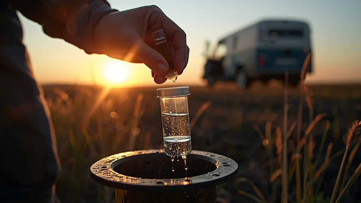 Plavi fluorescentni mineralni uzorak kao ilustracija izotopskog praćenja porekla i puteva podzemnih voda.