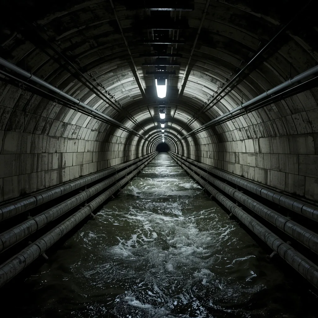 Savremena procesna hala i vodene linije kao ilustracija komunalnih otpadnih voda i njihovog tretmana.