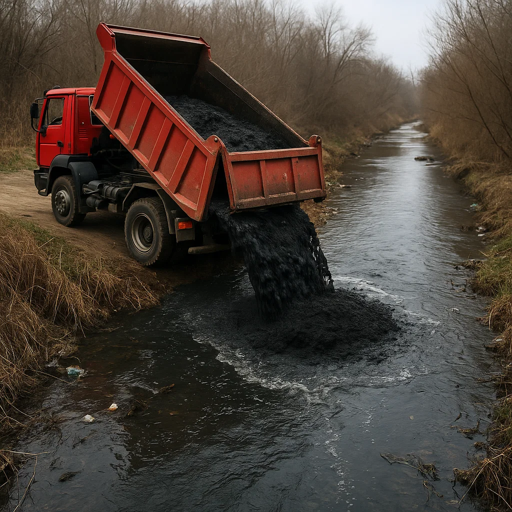 Kamion istovara otpad u reku Kubršnicu kod Aranđelovca