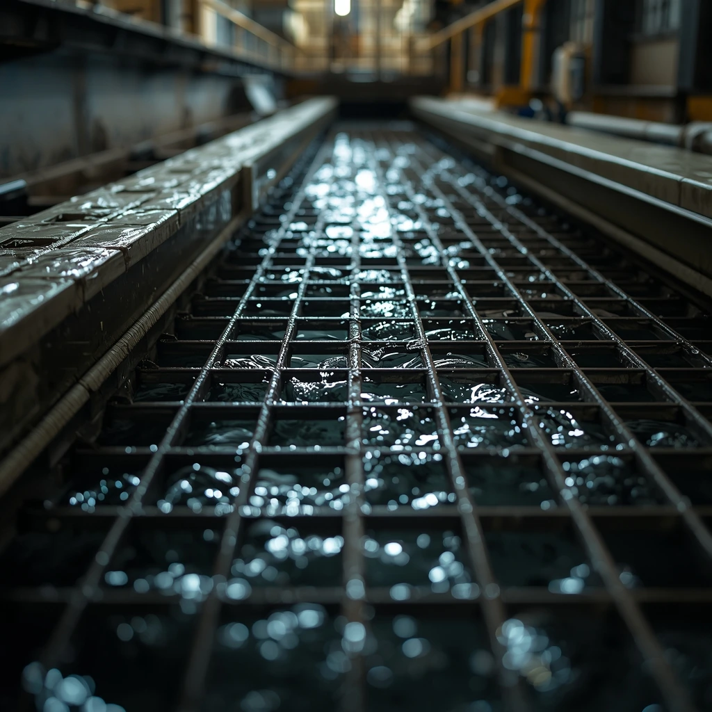 Procesni bazeni i vodene linije postrojenja kao ilustracija mehaničkog tretmana otpadnih voda.