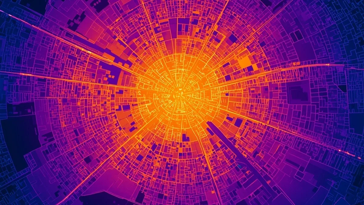 Grad pod jakim suncem i žutom izmaglicom koja simbolizuje prizemni ozon i fotohemijski smog
