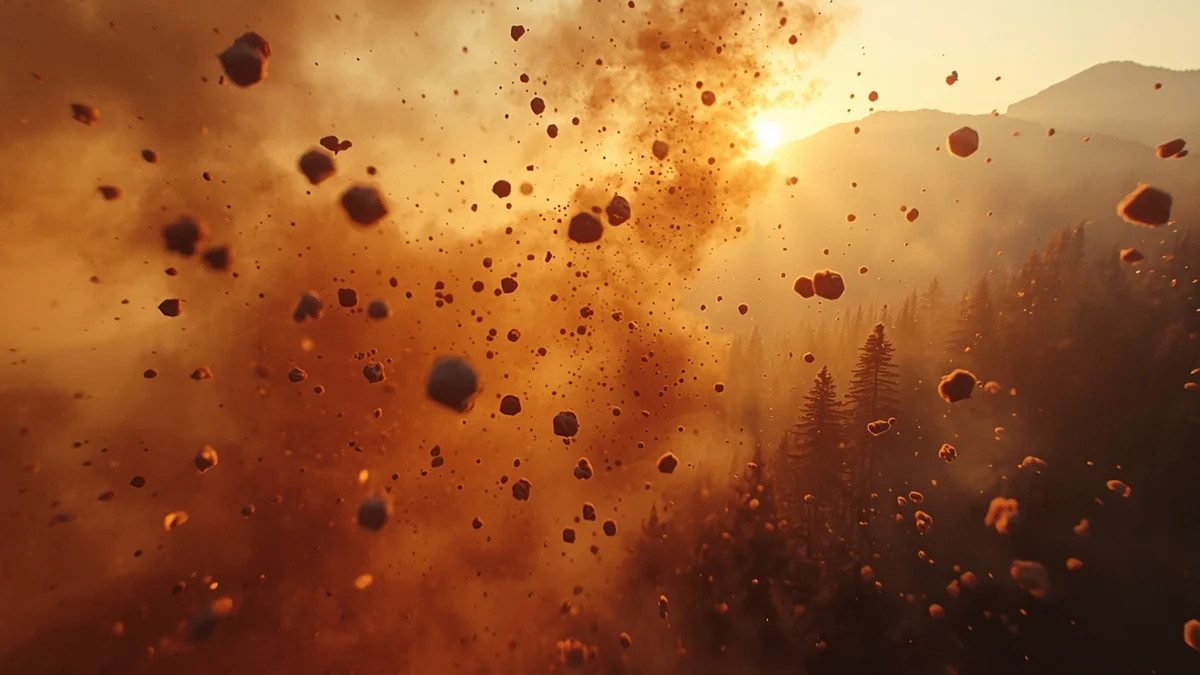 Hemijska formula iznad zamućenog gradskog pejzaža kao ilustracija sekundarnog organskog aerosola i atmosferskih reakcija.