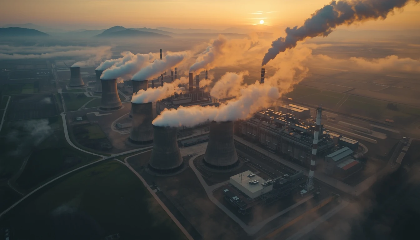 Termoelektrana sa rashladnim tornjevima i dimnim gasovima kao ilustracija emisija iz energetskog sektora Srbije.