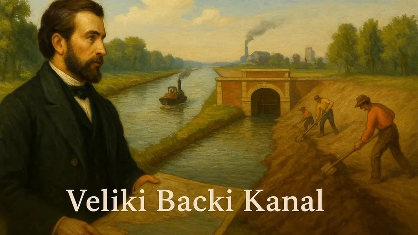 Veliki Bački kanal kroz ravnicu Vojvodine, istorijski vodni koridor između Dunava i Tise