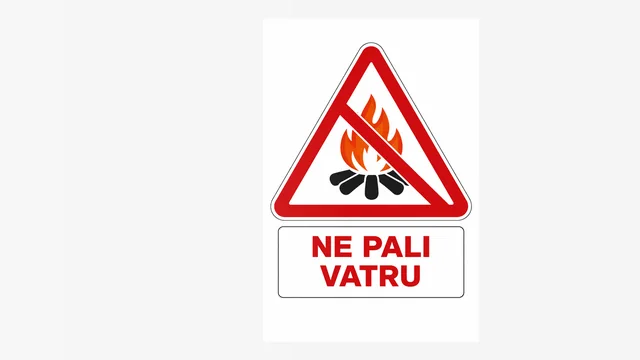 Saobraćajni znak zabrane paljenja otvorene vatre sa natpisom „NE PALI VATRU“ – simbol upozorenja protiv spaljivanja strnjike i požara na otvorenom.