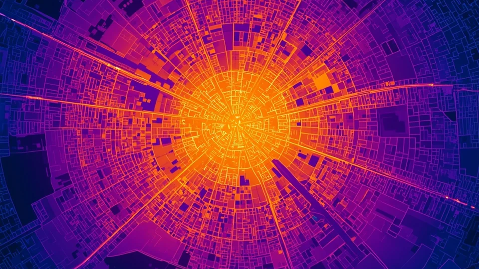 Vruć grad pod žutom izmaglicom i suncem