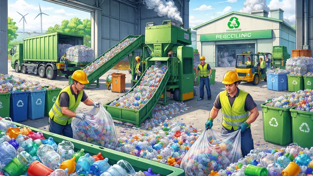 Reciklaža plastike u postrojenju – radnici sortiraju plastičnu ambalažu i PET otpad