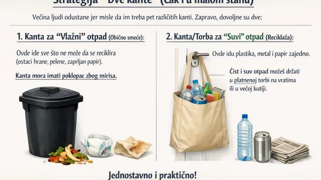 Strategija dve kante – razdvajanje vlažnog i suvog otpada u malom stanu