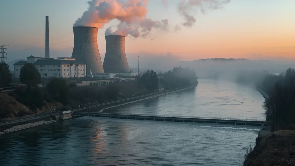 Elektrana i reka – ilustracija termalnog zagađenja.