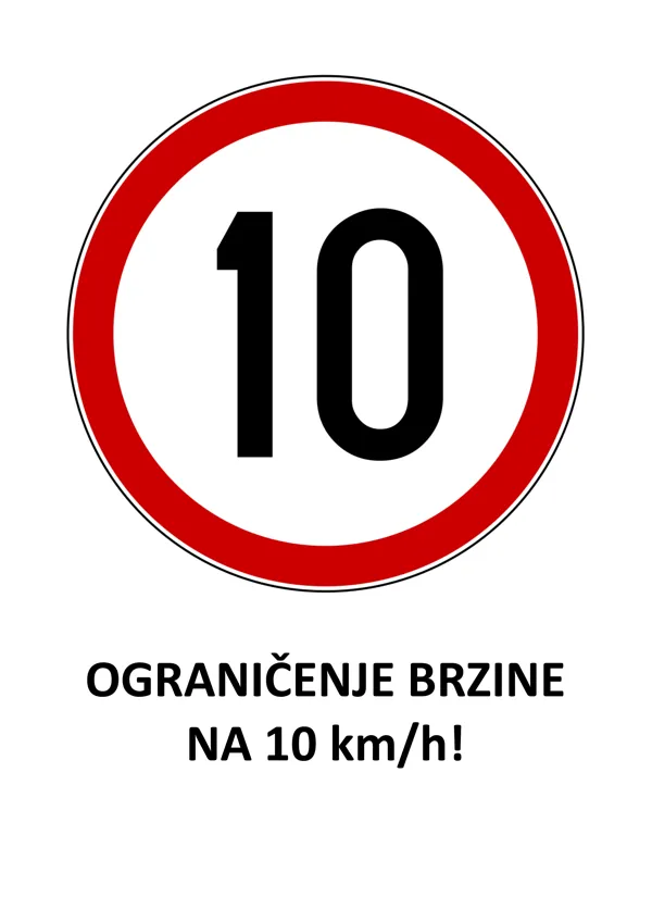 BZR znak A4: Ograničenje brzine 10 km/h (A4)